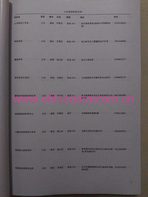 山東美容院企業(yè)黃頁收錄了最新的山東美容院企業(yè)名單，具有極高的營銷價值，實實在在提高銷售業(yè)績